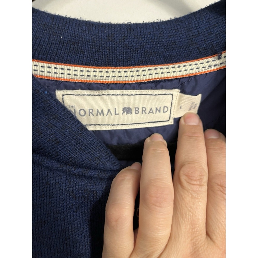 Navy Blue Bomber Jacket With Bear Patch - image 5